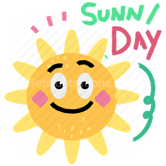 sunny day, sunny, summer, character, sticker, sun